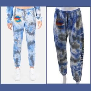 Aviator Nation Hamptons Sweatpants Tie Dye Blue Cloud Joggers Lounge Pants Med